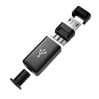 10PCS DIY Micro USB Male Plug Connectors Kit W/ Covers Black • $7.82