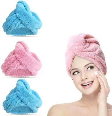 100%Egyptian Cotton Hair Turban Towel Cap Hair Drying Soft Wrap With Button Loop • £3.69