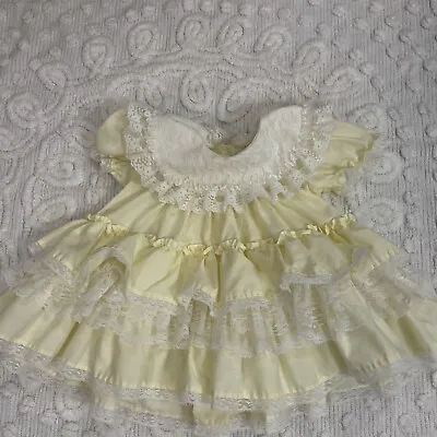 Alexis Vintage Yellow Lace Ruffle Party Dress Baby Girl 3 Months • $17