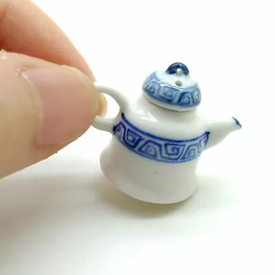 Miniature Traditional White Ceramic Porcelain Teapot With Blue Painted - TP035 • $4.05