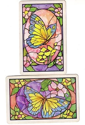 Pair Single Vintage Kem Stain Glass Butterflies - Swap Playing Cards • £2.38