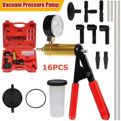 Hand Held Vacuum Pressure Pump Tester Set Brake Fluid Bleeder Bleeding Kit +Case • $17.59