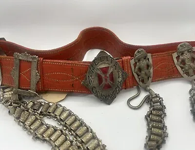 Antique Masonic Knights Templar Uniform Sword Commandery Belt Red Leather • $150