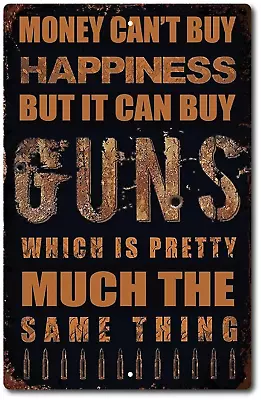Money Happiness Can't Buy Guns Tin Sign Vintage Metal But Can Motorcycles Garage • $13.95