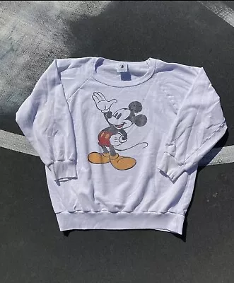 Vintage Mickey Mouse Made In Usa Disney 90s Crewneck Sweatshirt White Pullover • $24.99