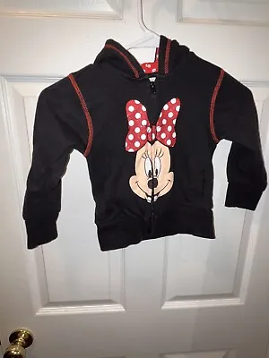 Disney Girl's Full Zip Up Minnie Mouse Hoodie Sweatshirt Black Size 4 Polka Dot • $8