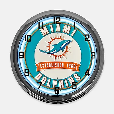 18  Miami Dolphins Metal Sign Designed White Neon Clock • $119.99