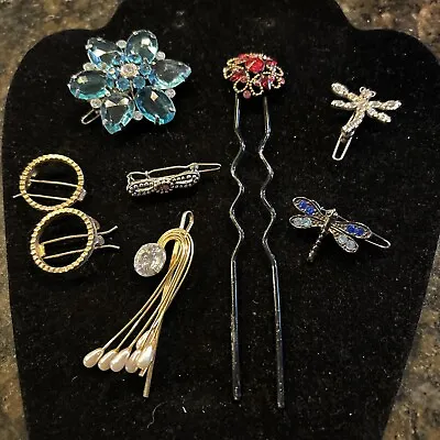 Lot Barrettes Combs Hair Accessories Butterfly Rhinestones Dragon Fly • $15