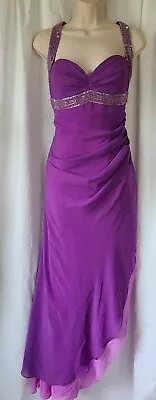 Xcite Purple Beaded Hi Lo Prom Pageant Evening Dress Womans Size 12 • $69.99