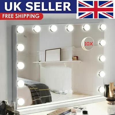 Large Hollywood Vanity Mirror With Lights 14 Dimmable LED Bulbs Dressing Table • £47.90