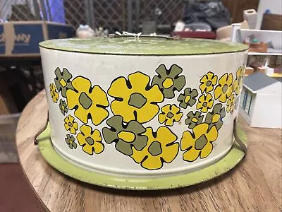 $24.99 • Buy Ballonoff Vintage Mid Century Decoware Tin Cake Carrier Green Yellow