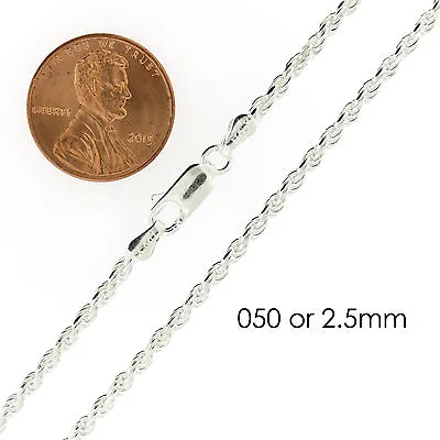 925 Sterling Silver Diamond Cut Rope Chain Necklace .925 Italy All Sizes • $23.99