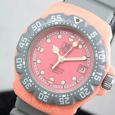 Tag Heuer 360.508 Women's F1 Salmon Pink Date Vintage Watch Swiss Quartz E920 • $298