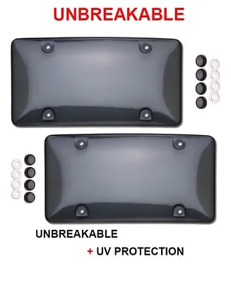 $9.49 • Buy 2 X SMOKE TINTED BUBBLE SHIELD PROTECTOR LICENSE PLATE COVER FRONT/REAR Heavy