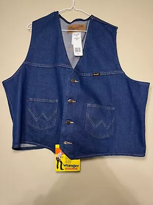 NEW Vintage Wrangler Denim Western Vest Men’s XXL Blue Jean Button Up 74130PW • $9.99