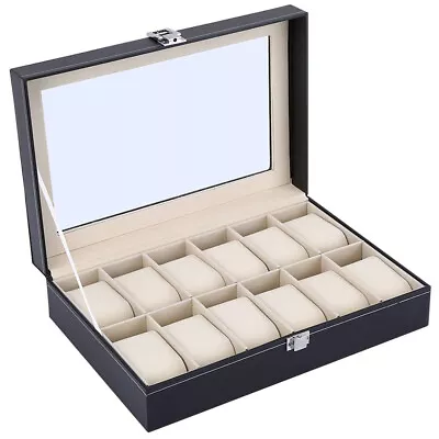 £12.98 • Buy 12 Grid Glass Display Watch Box Case Organizer For Women Men Jewelry Storage