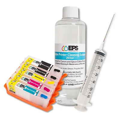 Edible Ink Printer Cleaning Kit For Canon Printhead- Cleaning Fluid & Cartridges • £30.95