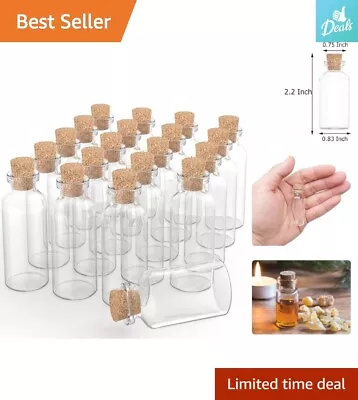 10 ML Mini Glass Bottles - Set Of 24 - Transparent With Cork Stopper • $13.29