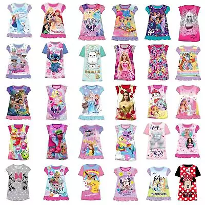 Girls Nightie Kids Nightdress Disney Character Childrens Pyjamas Age 2-12 Years • £5.95