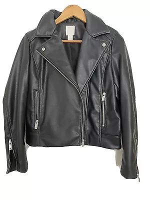 Woman’s H&M Faux Leather Jacket - SIZE S - Black Zip • $15