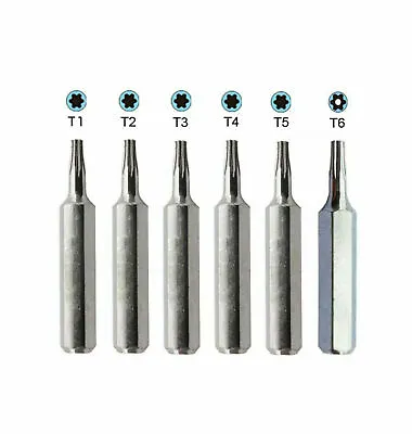 Destornillador Torx Micro Bit Set T1T2 T3 T4 T5TR6 T6H Seguridad Hex 4mm • $7.95