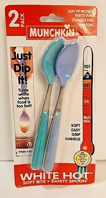 Vtg '90s Munchkin Stainless Baby Spoons 2-Soft Bite Rubber Tip NOS Movie TV Prop • $14.40