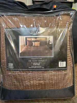 Nicole Miller King Quilted Coverlet Brown Square Pattern • $30