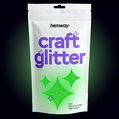 Hemway Glow In The Dark - Green - Glitter For Arts Crafts Tumblers Paper Glass D • £15.37