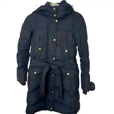 J. Crew Black Wintress Belted Puffer Coat Jacket In Size Petite XXS • $50