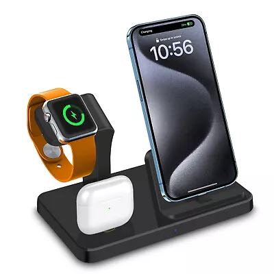3in1 USB Fast Charging Cradle Dock Station For Apple Watch 9 Air Pods IPhone 15 • £14.96
