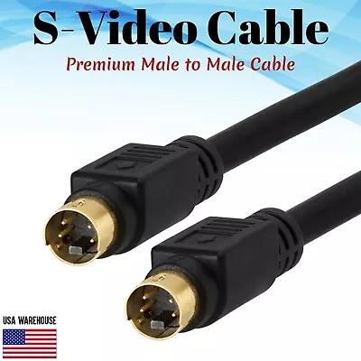 S-Video Male Cable 3ft 6ft 12ft 25ft - 4 Pin - SVideo SVHS Gold Plated HDTV VCR • $5.75