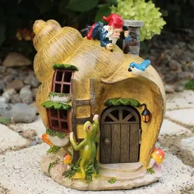 Garden Gnome House 8 Inch Shell Door Frog Statue Indoor Outdoor Garden Decor • $49.99