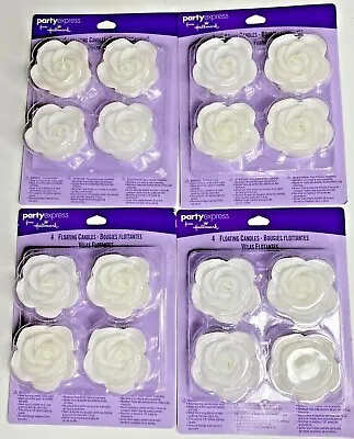 HALLMARK PARTY WHITE ROSE FLOWER FLOATING CANDLES Pkg. Of 4 Lot Of 4 Pkg. = 16 • $15.98