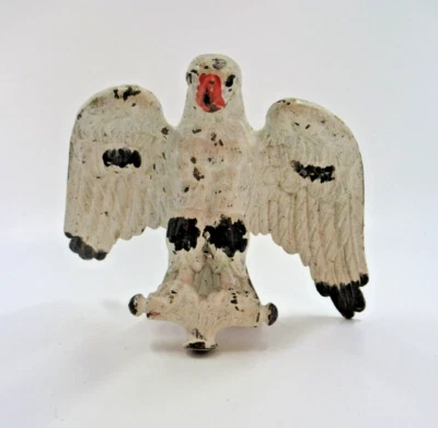 $45 • Buy Vintage Cast Iron Painted Eagle Finial Threaded Hole White Black Orange Paint