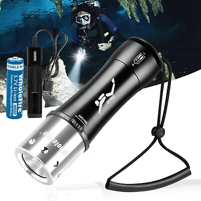 Professional Underwater Scuba Diving Flashlight LED Waterproof Dive Light Lamp • $19.98