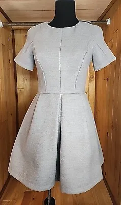 TOPSHOP Pleated Polyester Heather Grey Dress (Wool Feel) Jackie O Wmns Sz 4 NWT • £28.94