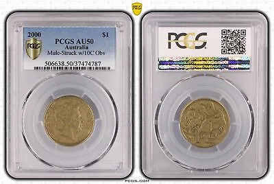 Australia 2000 $1 Mule Error 10c Obverse Coin PCGS AU50 #4787 • $639.29