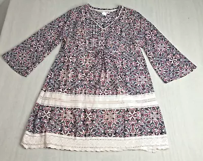 Mimi Chica Dress Size M Pullover Long Sleeve Front Tie Boho Chic • $10.10