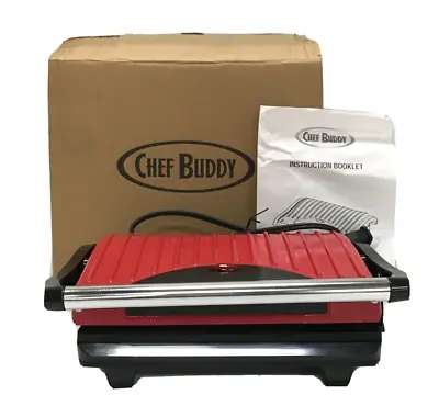 $23.99 • Buy Chef Buddy Grill Toaster 82-SW100 Countertop Panini Press, Nonstick Plates, Red