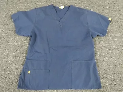 Wink Scrub Top Womens Medium Blue Short Sleeve V Neck Pockets • $12.95