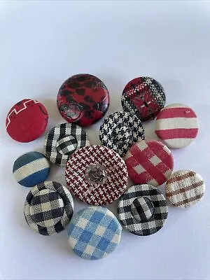 13 Vintage Fabric Buttons • $5.25