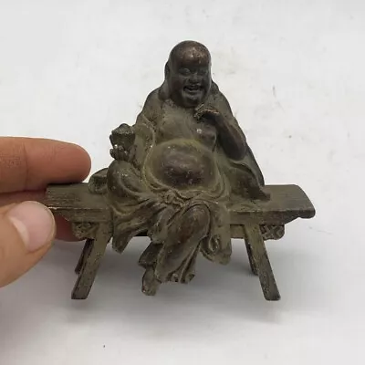 Art Chinese Tibet Buddha Blessing Figure Statue Collect Bronze Temple Table Deco • $23