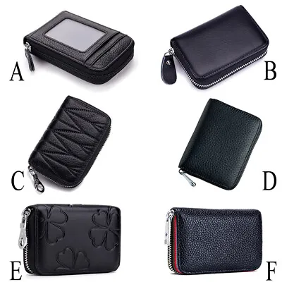 Men Women RFID Blocking Leather Zipper Wallet Cash Credit Card Holder Purse Gift • $8.99