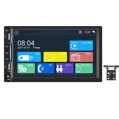 Double Din Car Stereo Touch Screen Radio Bluetooth Player Mirror Link W/Camera • $84.91