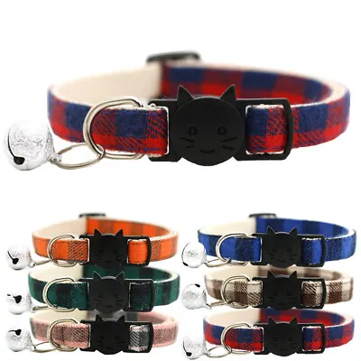 Quick Release Cat Collar Plaid Adjustable Safety Breakaway Collar With Bell  • £14.99