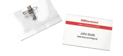 £4.49 • Buy 10 OFFICE CONFERENCE ID NAME BADGE VISITOR PASS + COMBI CLIP PIN 40mmx75mm