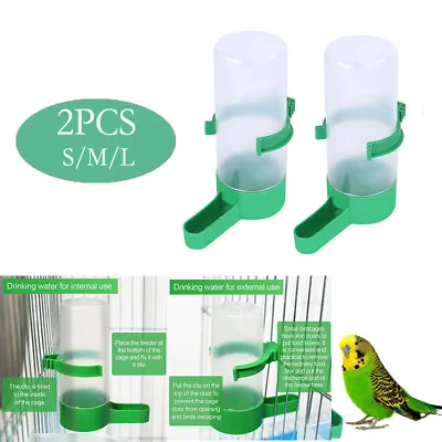 2x Pet Drinker Food Feeder Water Clip Kits For Cage Bird Parrot Cockatiel Budgie • £7.23