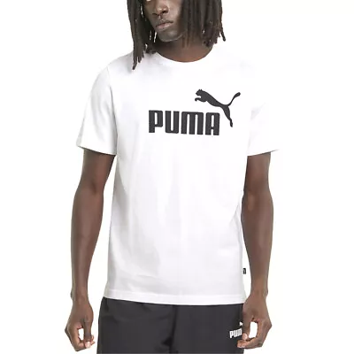 Puma Essentials Logo Crew Neck Short Sleeve T-Shirt Mens White Casual Tops 58644 • $14.99