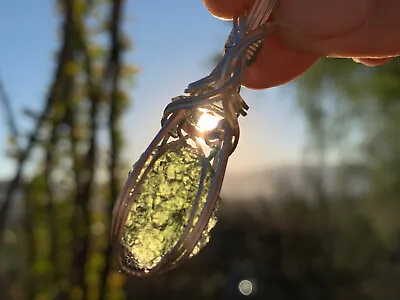 Genuine Moldavite Crystal With Large Herkimer Diamond Necklace Pendant Czech S61 • $168.99