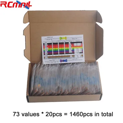 1460pcs 1/4W Metal Film Resistor Kit Assortment Set 73Value Labelled 1%Precision • $15.09